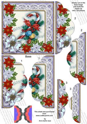 Candycane Poinsettia 5in Scalloped Side Stacker