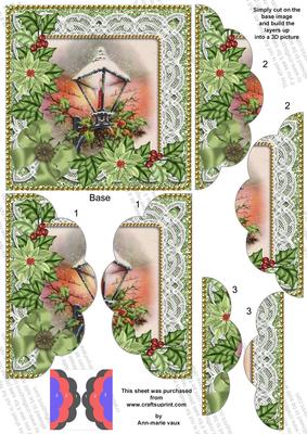 Christmas Lantern Green 5in Scalloped Side Stacker