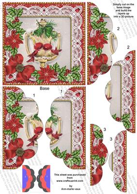 Christmas Red Lovebirds 5in Scalloped Side Stacker