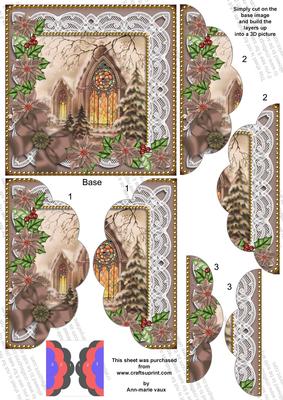 Church Window Poinsettia 5in Scalloped Side Stacker