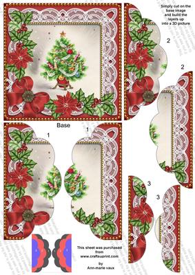Elegant Tree Red Poinsettia 5in Scalloped Side Stacker