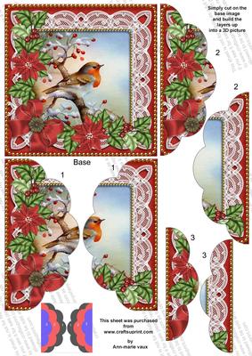 Red Robin Poinsettia 5in Scalloped Side Stacker