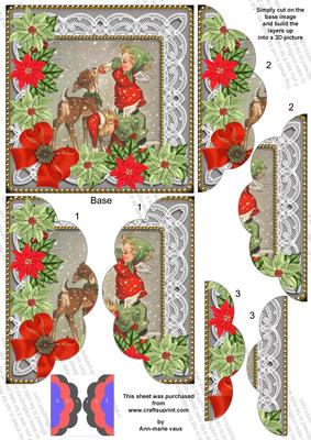 Feeding Reindeer Poinsettia 5in Scalloped Side Stacker