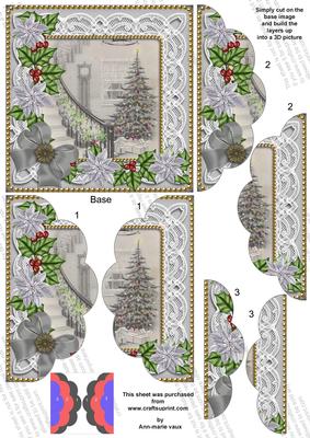 Grey Tree Poinsettia 5in Scalloped Side Stacker