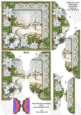 Pretty Snowscene Green Poinsettia 5in Scalloped Side Stacker