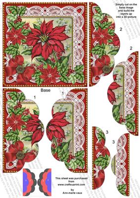 Red Poinsettia 5in Scalloped Side Stacker