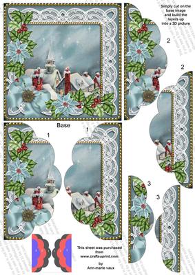Blue Rooftops Poinsettia 5in Scalloped Side Stacker