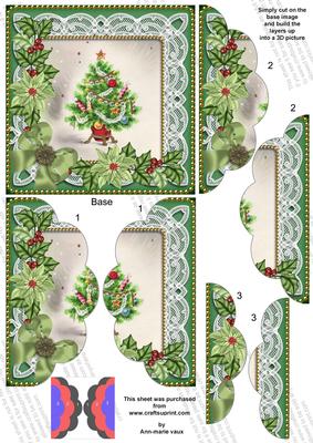 Elegant Tree Green Poinsettia 5in Scalloped Side Stacker