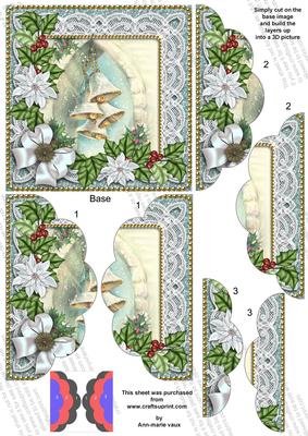 Snow Bells Poinsettia 5in Scalloped Side Stacker