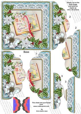 Glory Book Blue Poinsettia 5in Scalloped Side Stacker