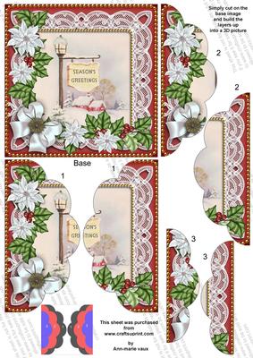 Pub Sign Ice Poinsettia 5in Scalloped Side Stacker