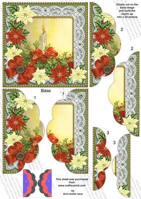 Single Candle Red Poinsettia 5in Scalloped Side Stacker
