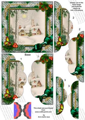 Winter Pub Holly 5in Scalloped Side Stacker