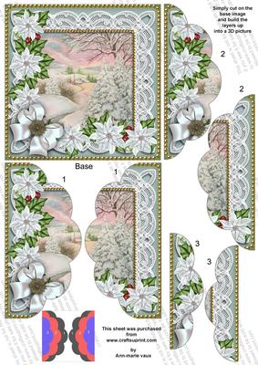 Ice Snowscene2 Poinsettia 5in Scalloped Side Stacker