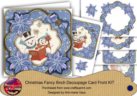 Singing Snow Couple Blue Fancy Picture 8in Decoupage Cf Kit