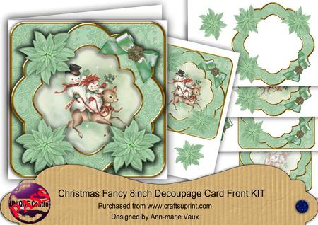 Reindeer Trio Mint Poin Picture 8in Decoupage Cf Kit