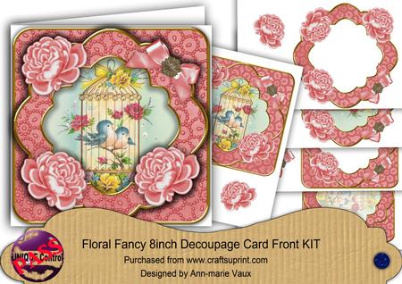 Lovebirds Pink Roses Picture 8in Decoupage Cf Kit