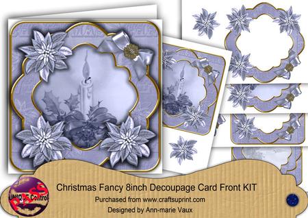 Single Candle Blue Tone Picture 8in Decoupage Cf Kit