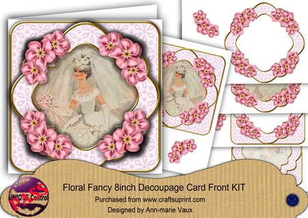 Blushing Bride Pink Blossom Picture 8in Decoupage Cf Kit