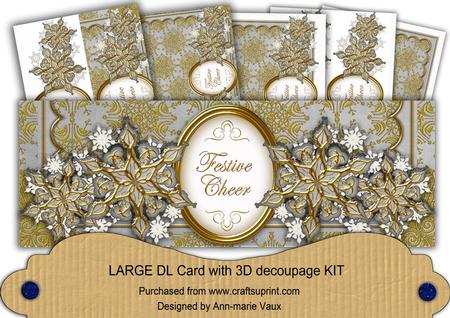 Silver Gold Flake Festive Cheer Large Dl Card Kit