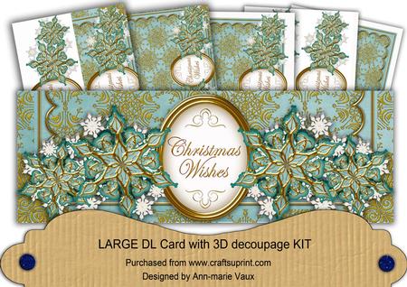 Dteal Gold Flake Christmas Wishes Large Dl Card Kit