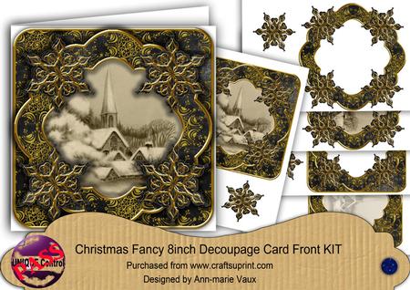 Dark Church Blk Gold Flake Fancy 8in Decoupage Cf Kit