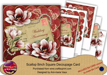 Red Magnolia Weddinganniversary 8in Extreme Decoupage Kit