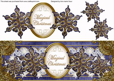 Dark Blue Goldflake Magical Christmas Large Dl Topper