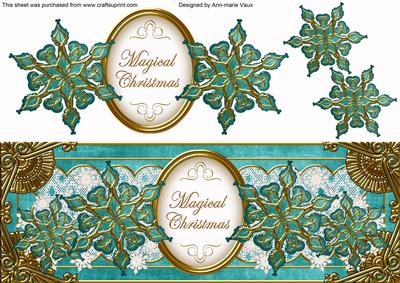 Dark Teal Goldflake Magical Christmas Large Dl Topper