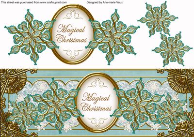 Dusky Teal Goldflake Magical Christmas Large Dl Topper