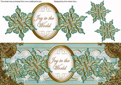Dusky Teal Goldflake Joy to the World Large Dl Topper