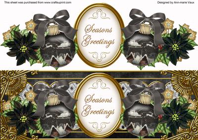Black Night Bauble Seasons Greetings Large Dl Topper