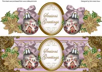 Lilac House Bauble Seasons Greetings Large Dl Topper