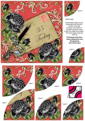 Black Roses Red 35 Today 6in Duo Corner Stacker