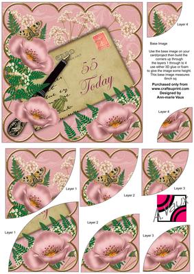 Pink Poppies 55 Today 6in Duo Corner Stacker