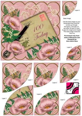 Pink Poppies 100 Today 6in Duo Corner Stacker