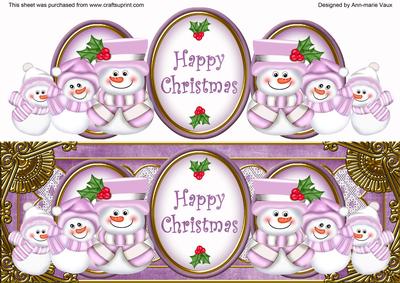 Lilac Snowman Happy Christmas Large Dl Decoupage Topper