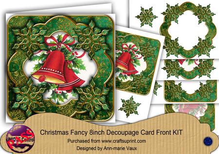 Christmas Bells Green Flake Fancy 8in Decoupage Cf Kit