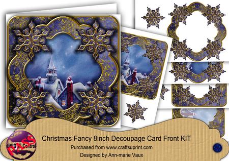 Blue Rooftops Flake Fancy 8in Decoupage Cf Kit