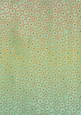 Mid Green Gold Floral Beading A4 Backing Paper