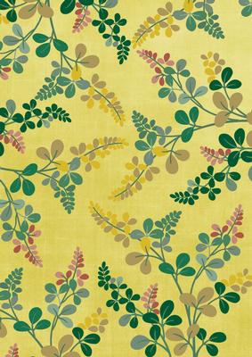 Lemon Oriental Green Ferns A4 Backing Paper