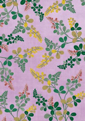 Lilac Oriental Green Ferns A4 Backing Paper