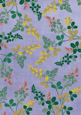 Blue Oriental Green Ferns A4 Backing Paper