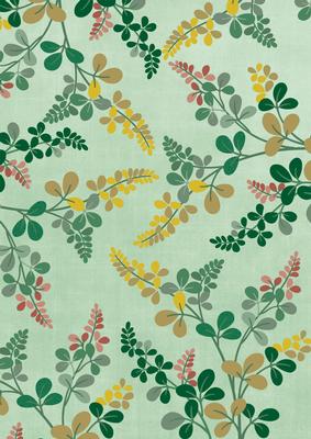 Mint Green Oriental Green Ferns A4 Backing Paper