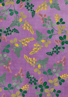 Purple Oriental Green Ferns A4 Backing Paper