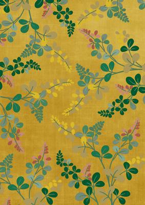 Gold Oriental Green Ferns A4 Backing Paper