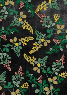 Black Oriental Green Ferns A4 Backing Paper