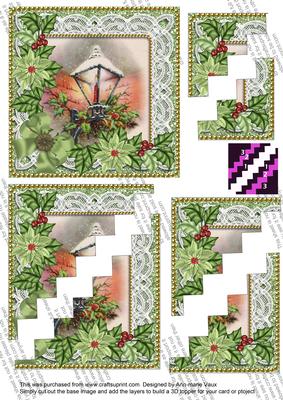 Christmas Lantern Poinsettia 5in Zig Zag Triangle Stacker