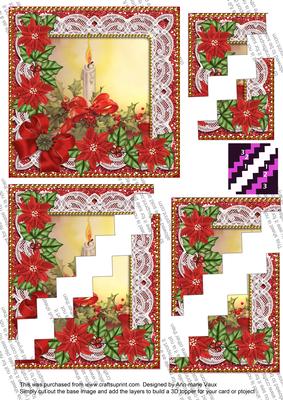 Single Candle Red Poinsettia 5in Zig Zag Triangle Stacker