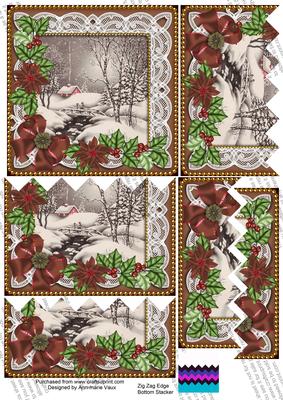 Winter Walk Bronze Poinsettia 5in Zig Zag Bottom Stacker